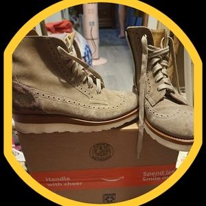 Mr Harrison Tan Suede woman wedge sole derby boot. The office of Angel Scotts